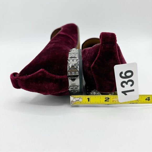 Franco Sarto Burgundy Velvet Flats w/Metallic Heel Holiday Festive 8 - Picture 13 of 14